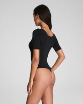 SPANXsmoothâ„¢ Jersey Square Neck Thong Bodysuit | Classic Black